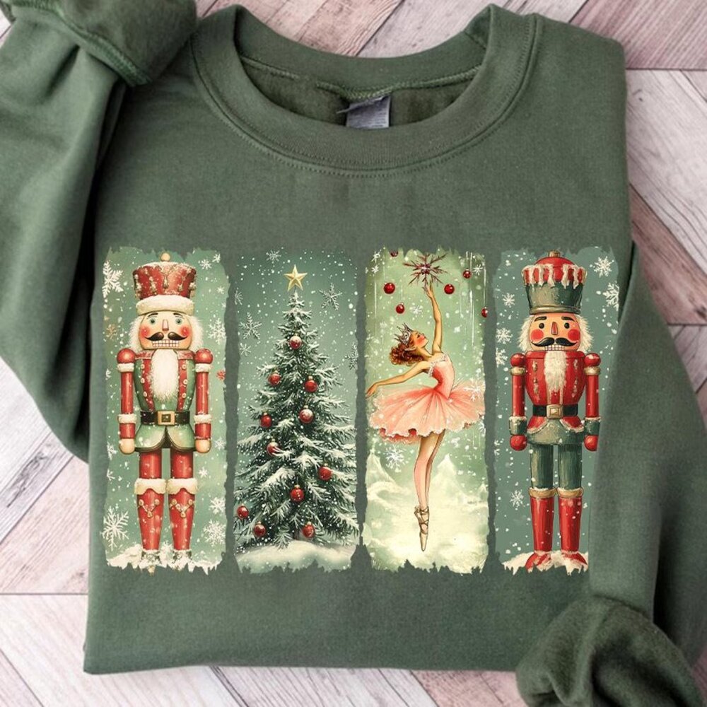 Retro Nutcracker Christmas Sweatshirt, Preppy Holiday Vibes & Ballet Shirt 05